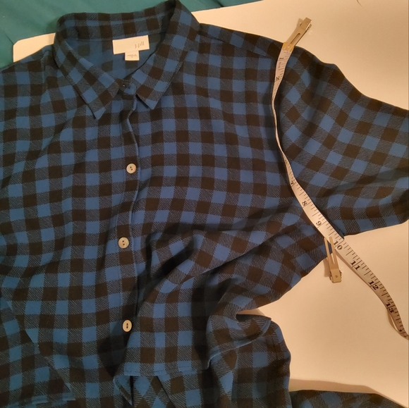 J.Jill. Blue Black Plaid Button Up Long Sleeve Tunic Shirt BlouseTop Size S - Picture 6 of 10